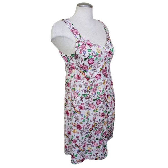 En Kay By Navleen Dress Floral Med Ivory Multicolor Y2K Babydoll Linen Blend - Picture 2 of 6